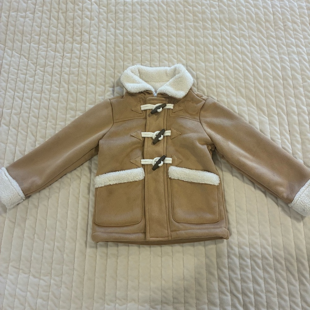 Gymboree Tan Toggle Coat with White 18-24 Month